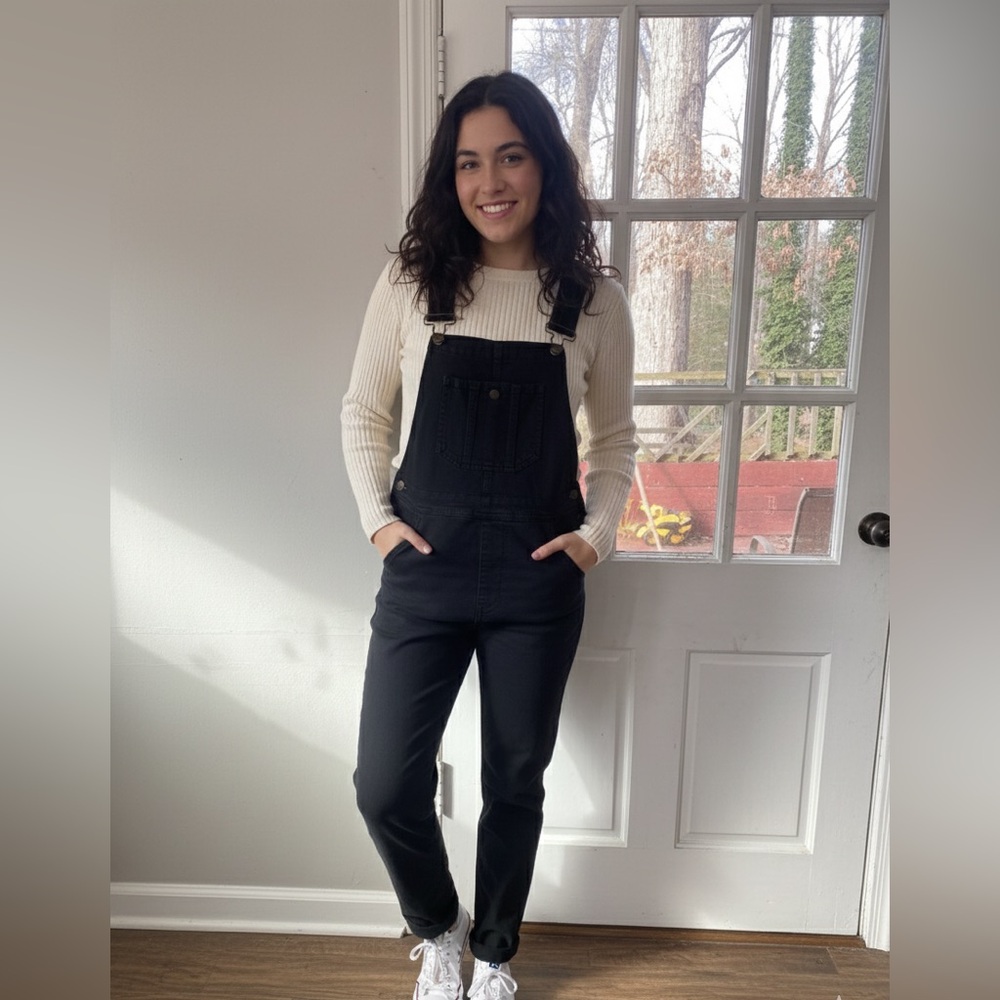 Faherty Washed Black Denim Overalls - Size XS - Organic Cotton